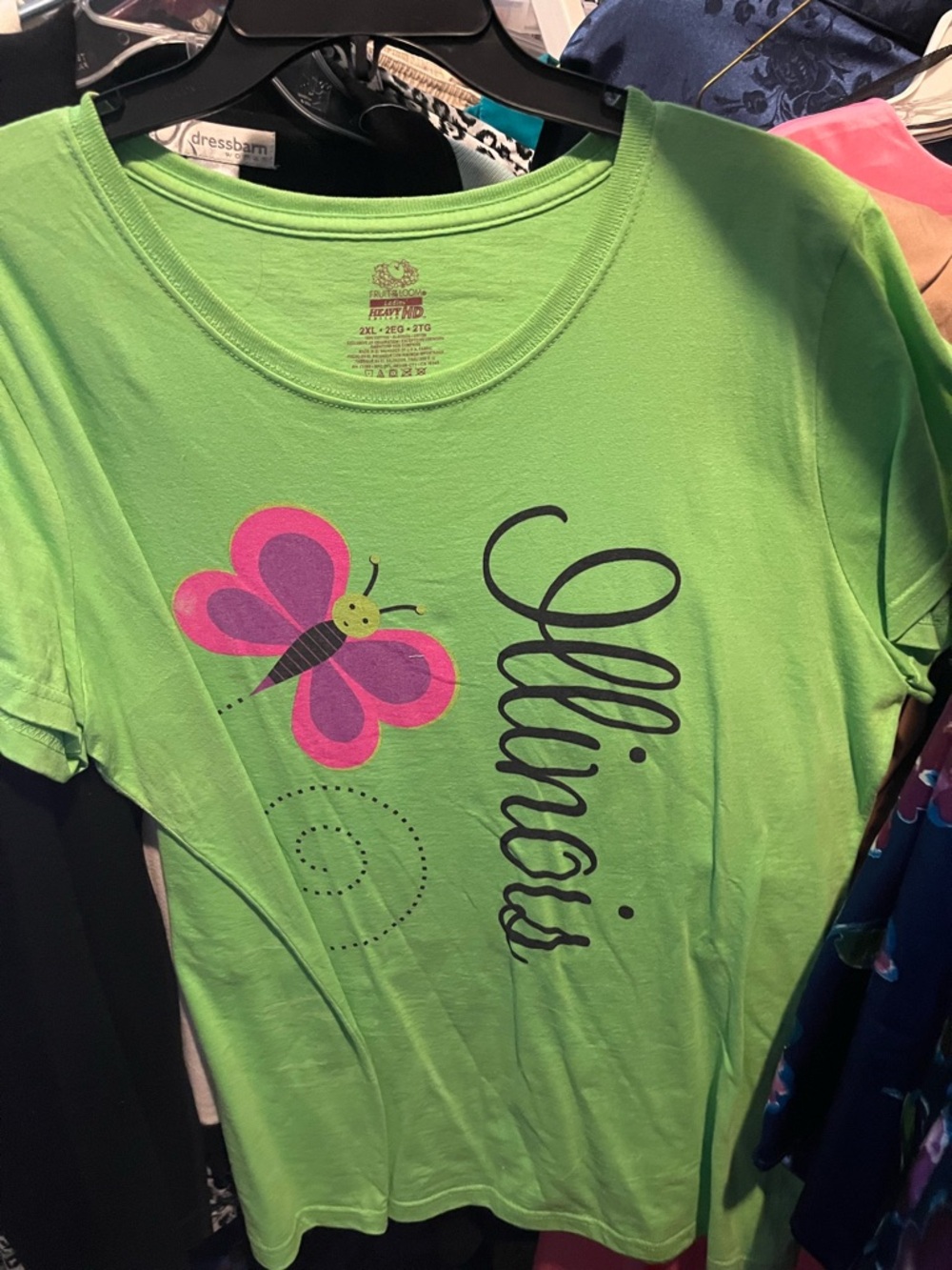 Glowing Green 'Alluring' Butterfly Graphic adult tee. 2XL
